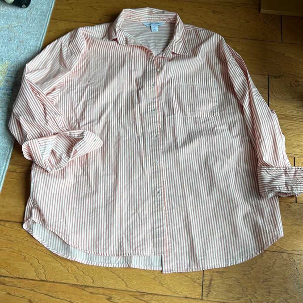 Pink striped button up